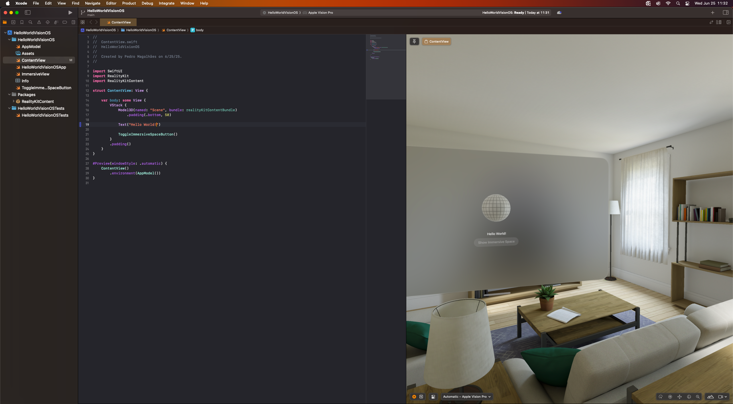 Building for Apple Vision Pro: Part 1
